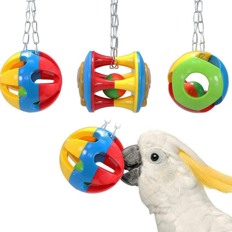 Litewoo 3 Pack Bird Chew Toy Bells Balls Set Parrot Training Toy Cage Accessories for Parakeet Cockatiel African Grey Cockatoo Macaw Conure - Image 1